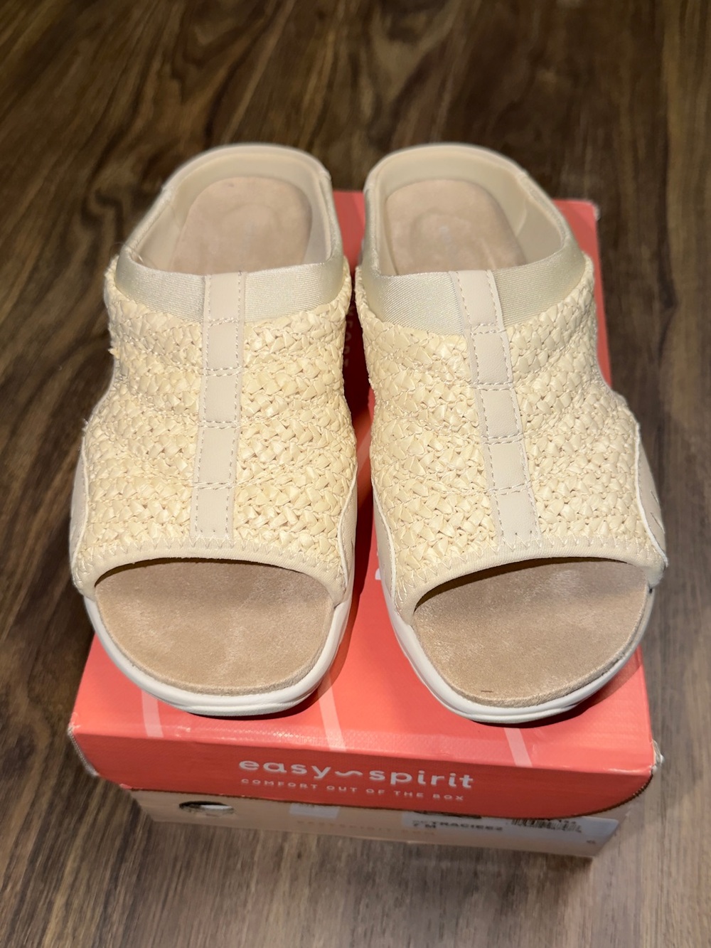 Esprit Cream Woven Open-Toe Slide Mules